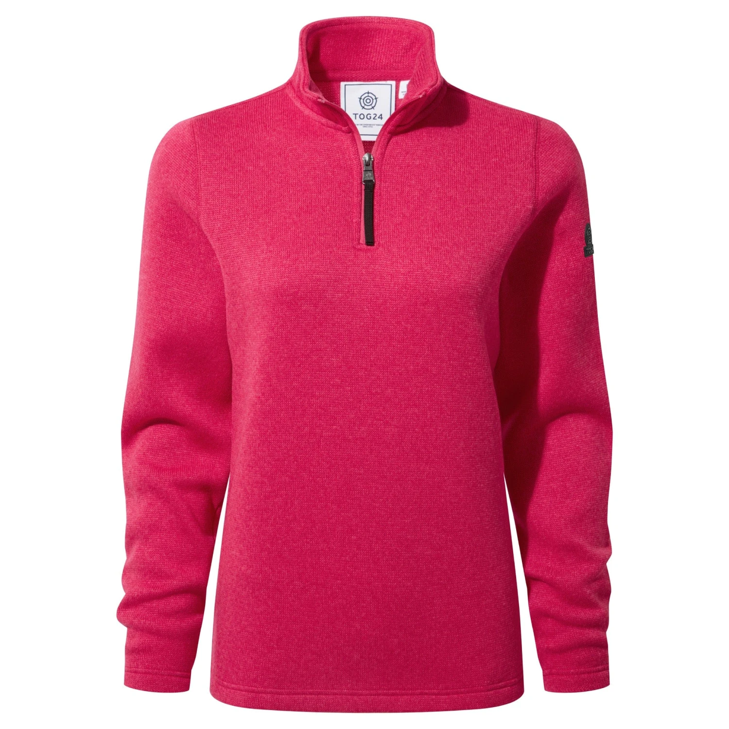 Pearson Womens Knitlook Quarter Zip Fleece - Magenta Pink Marl - Image 8