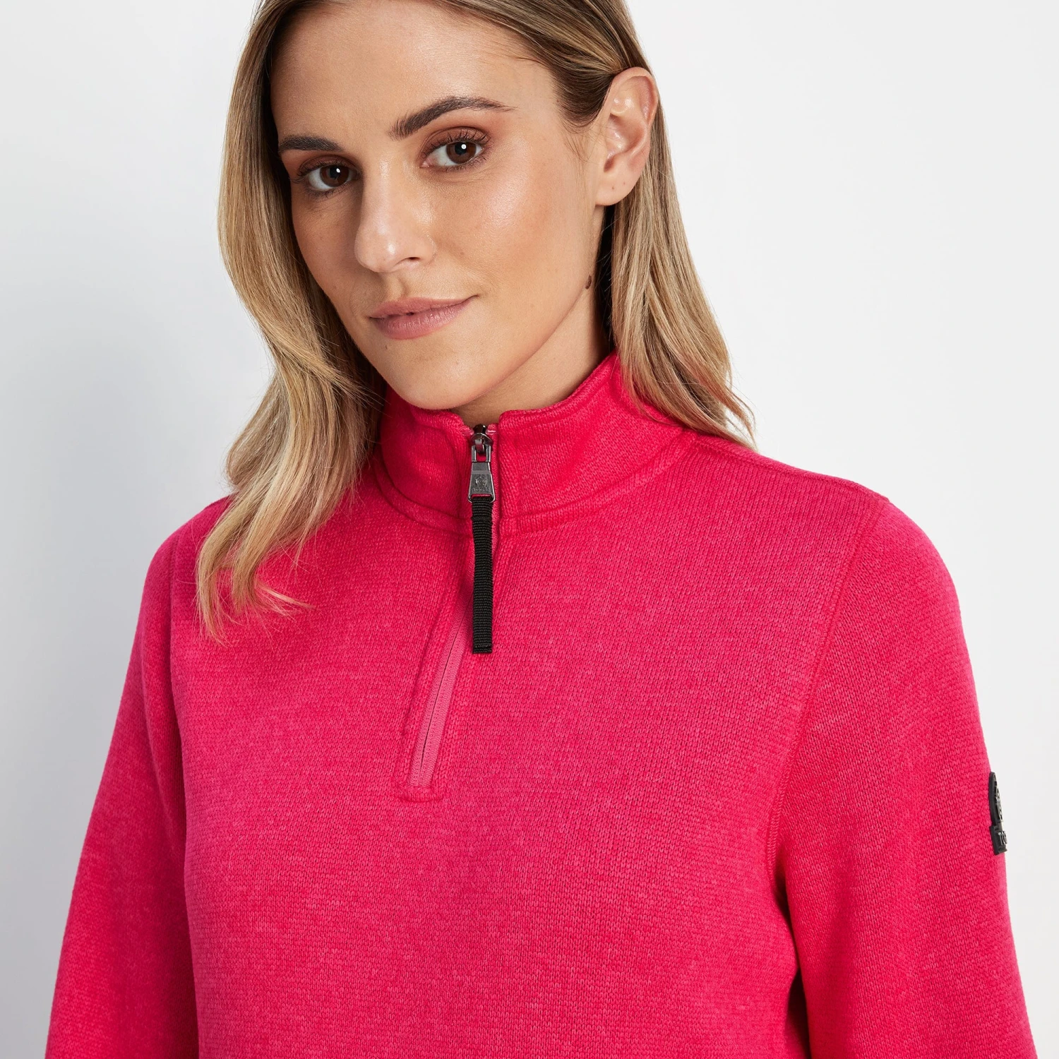 Pearson Womens Knitlook Quarter Zip Fleece - Magenta Pink Marl - Image 4