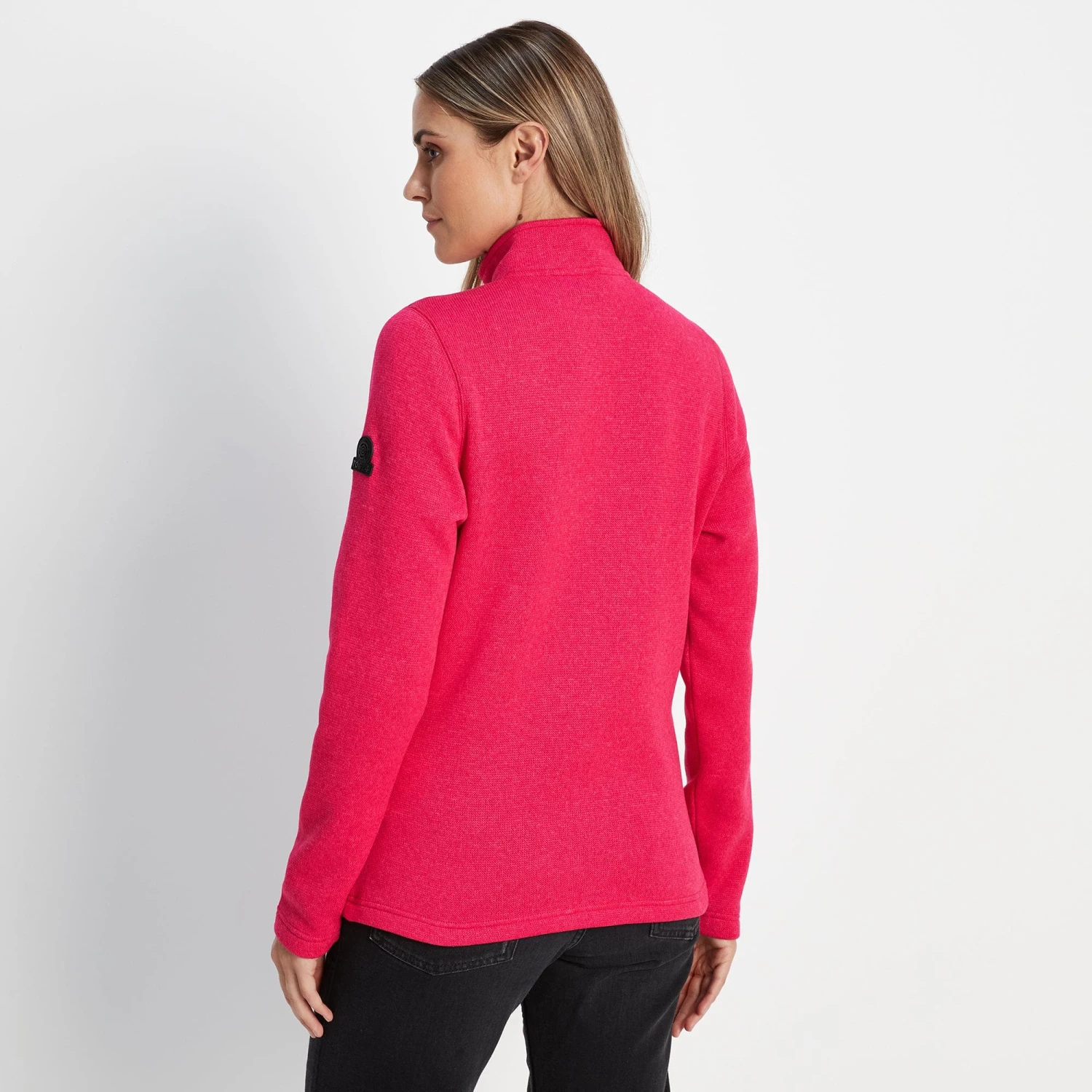 Pearson Womens Knitlook Quarter Zip Fleece - Magenta Pink Marl - Image 7