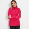 Pearson Womens Knitlook Quarter Zip Fleece - Magenta Pink Marl