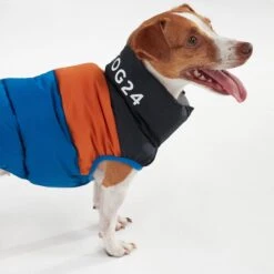 Pooch Padded Dog Coat M - Dark Orange Col Block