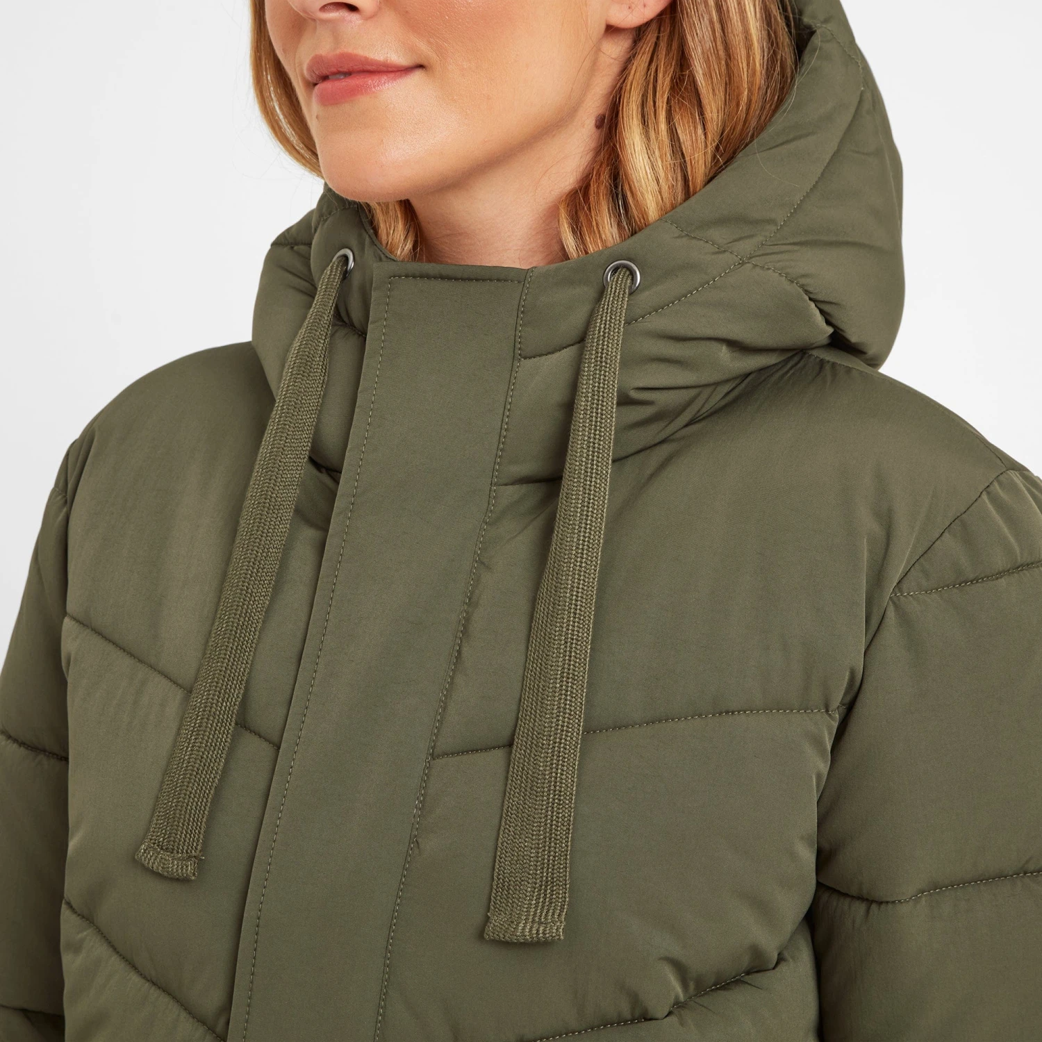 Raleigh Womens Long Insulated Jacket - Khaki - Image 7