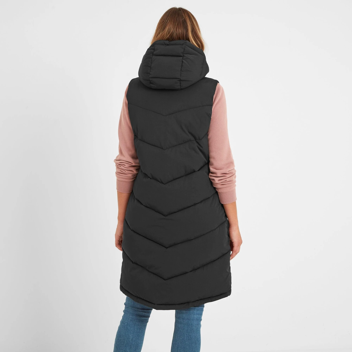 Ranskill Womens Long Insulated Gilet - Washed Black - Image 2