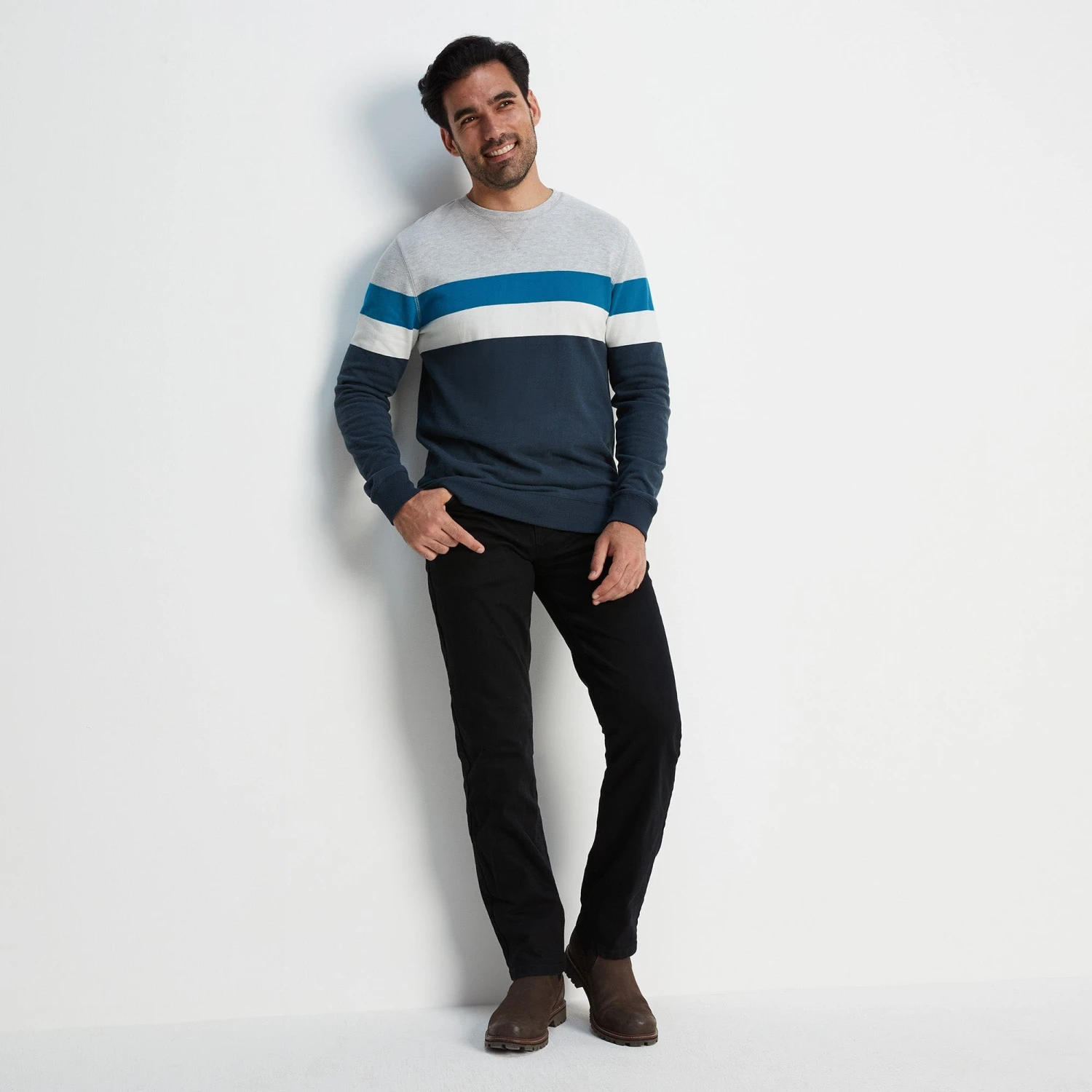 Reeth Mens Sweat - Peacock Blue/Dark Indigo - Image 7