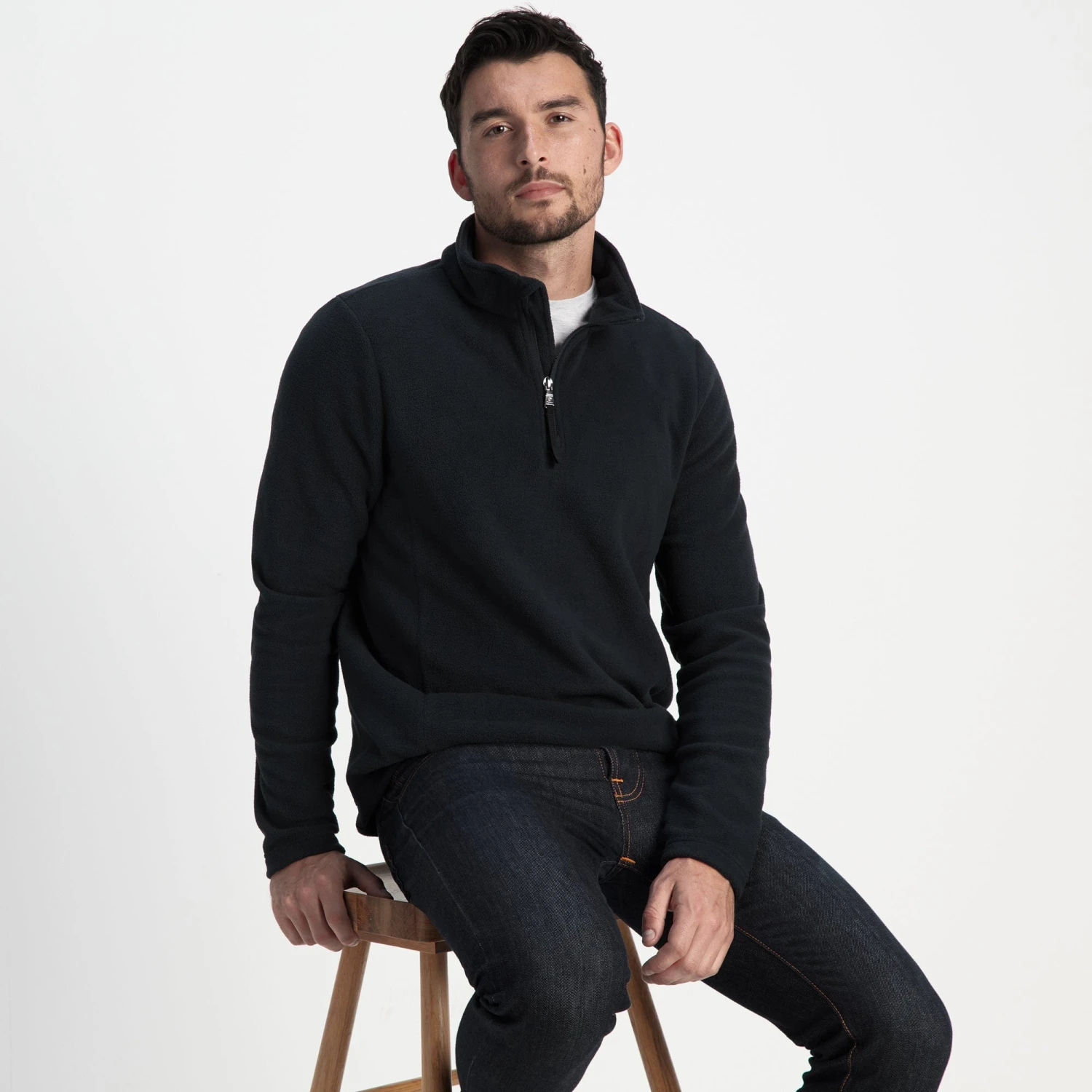 Revive Mens Quarter Zip Fleece - Black - Image 2