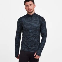 Snowdon Mens Thermal Base Layer Quarter Zip - Navy Camo