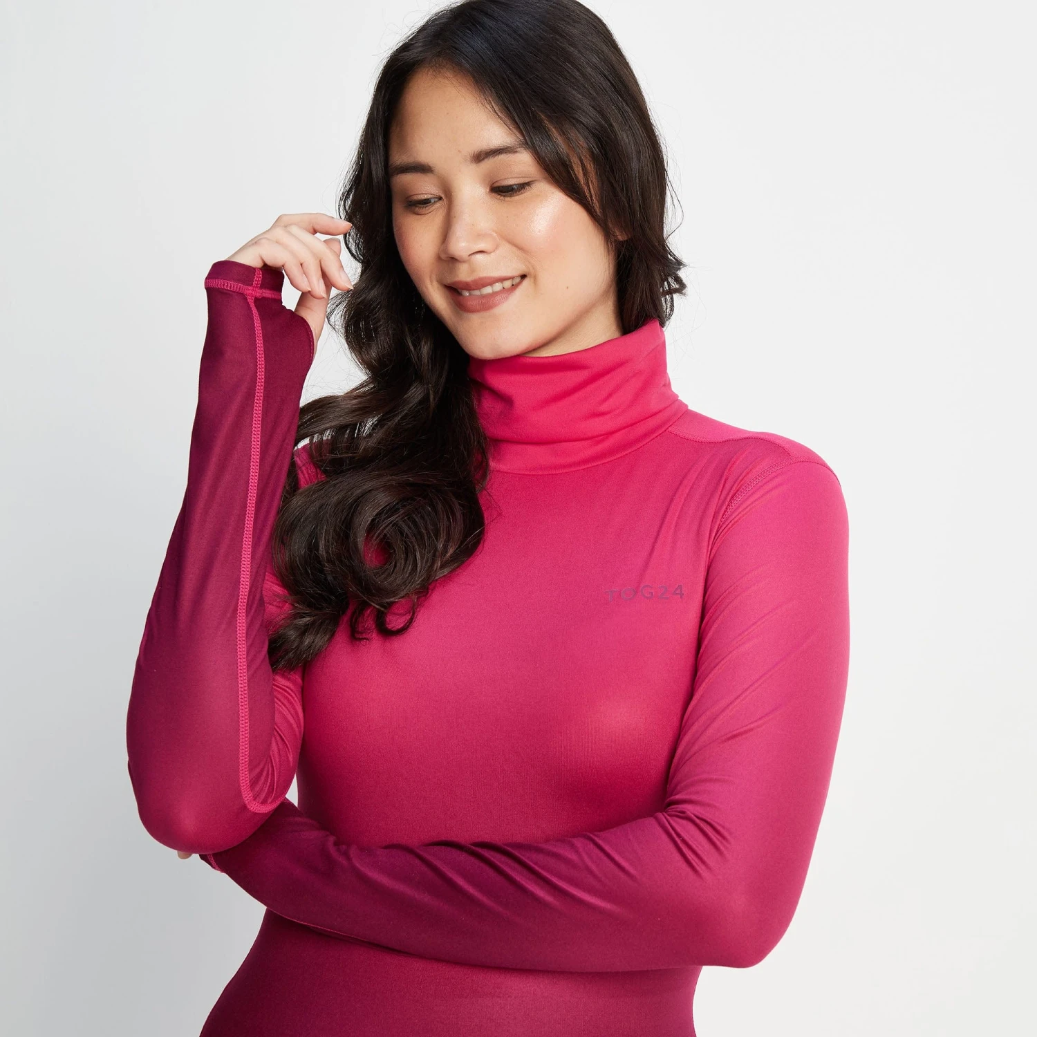 Snowdon Womens Thermal Base Layer Roll Neck - Raspberry Gradient - Image 2