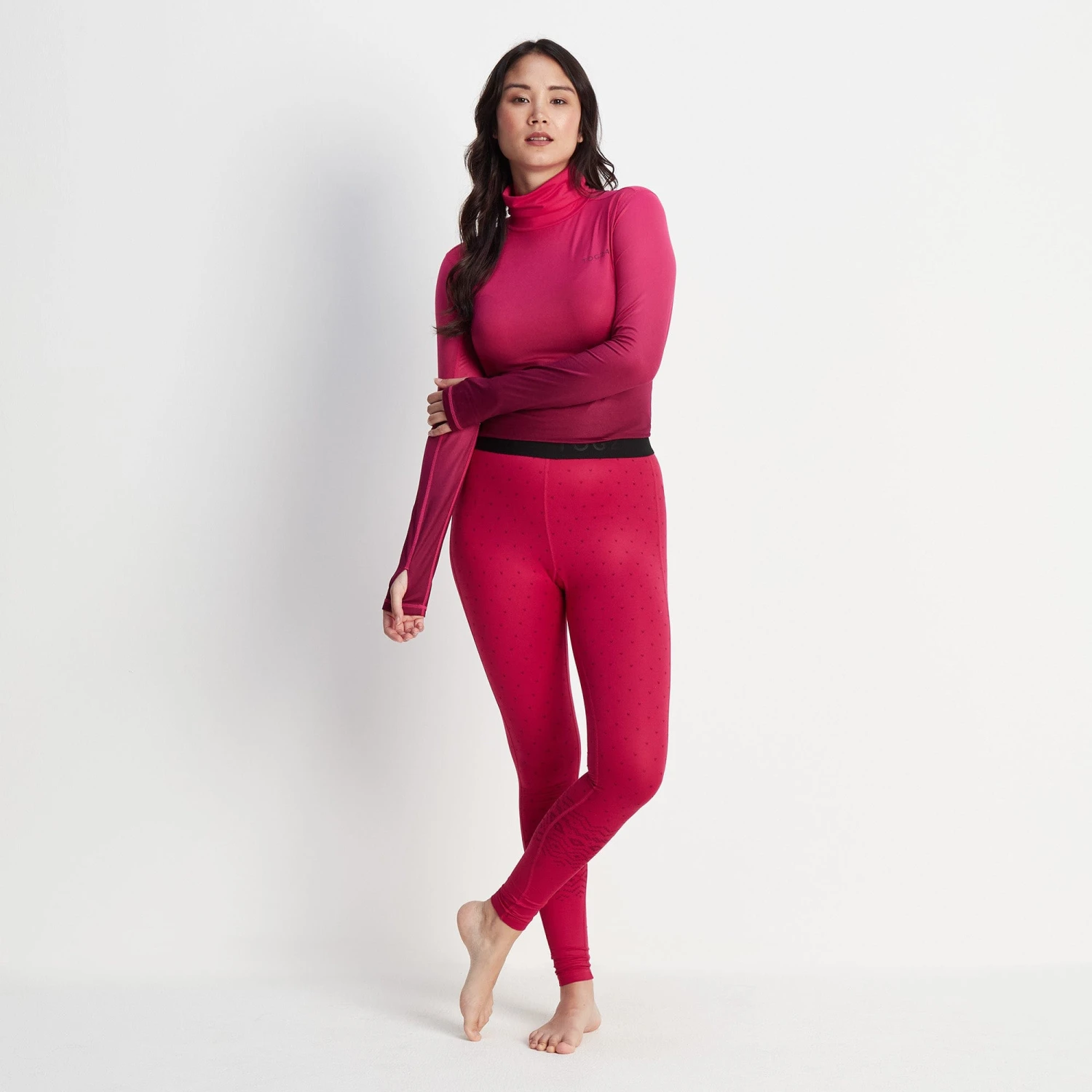 Snowdon Womens Thermal Base Layer Legging - Cerise Fairisle - Image 3