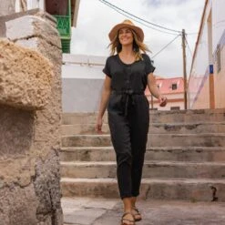 Caraway Womens Jumpsuit - Black Washed