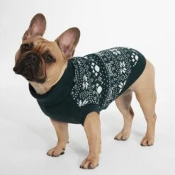 Doodle Knitted Dog Coat - Dark Indigo Dog Fairisle S