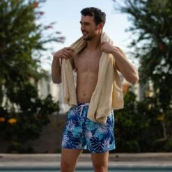 Elmur Mens Printed Swimshorts - Aqua Tropical