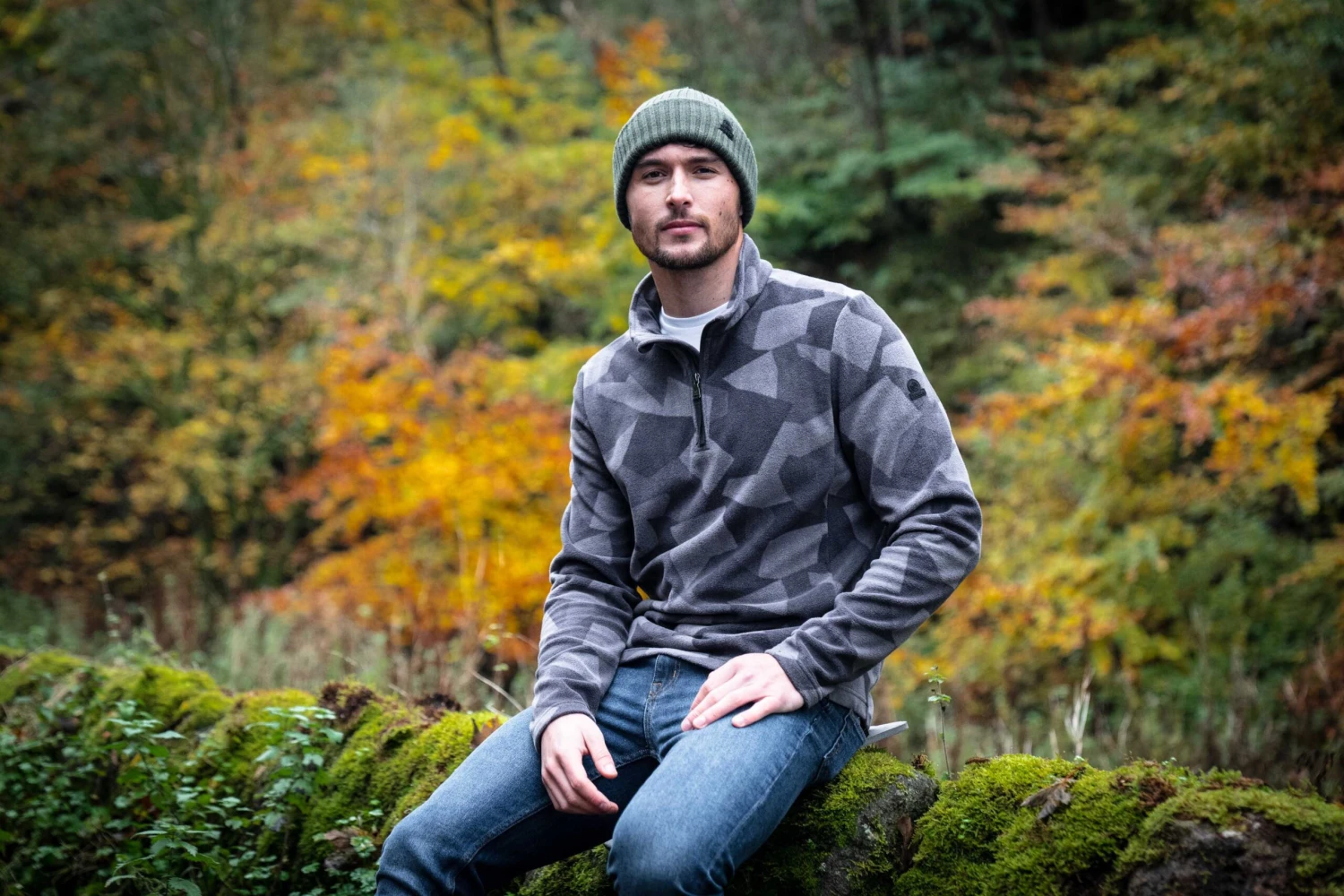 Bleakholt Mens Quarter Zip Fleece - Steel Grey Geo Camo - Image 8